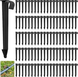 Set van 100 Grondankers voor Tuinslangen, Zwarte Plastic Haringen voor Drip Irrigatie, Geschikt voor Slangen met een Diameter van 16 mm, Lengte 11,2 cm — thumbnail 1
