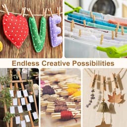 150 stuks mini-houten knijpers 3,5 cm met 10 m jute koord voor het ophangen van foto's, kaarten en creatief knutselen — thumbnail 5