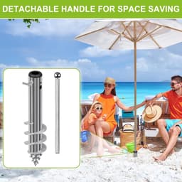 Zwaar schroefanker voor zand met winddichte basis, ideaal voor strandparasol en buitengebruik, geschikt voor parasolpalen van 1 tot 2 inch — thumbnail 5