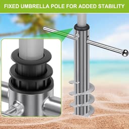 Zwaar schroefanker voor zand met winddichte basis, ideaal voor strandparasol en buitengebruik, geschikt voor parasolpalen van 1 tot 2 inch — thumbnail 2