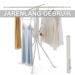 Foldable Clothes Drying Rack - Vrijstaande, opvouwbare droogrek met roterende armen efficiënt drogen van kleding - Kunststof en metaal - Wit — thumbnail 3