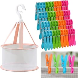 Kleurige Wasknijpers met Mand - Sterke Plastic Wasknijpers - Antislip en Windbestendig - Voor Binnen en Buiten — thumbnail 2
