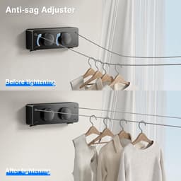 Fil Double Linge Extérieur Intraakbare Ondersteuning Wandschilderij, Uitbreidbare Koord A Linge Intraakbare Interieur Etendoir Linge Exterieur Etendoir Mural Exterieur Sechoir Mural Interieur 4.2m (Zwart) — thumbnail 3
