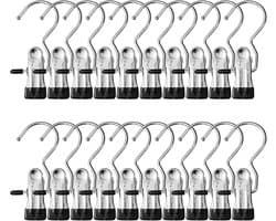 Wasknijpers, cliphaken, draagbare wasknijpers, 360° wasknijpers, kledinghangers, metalen haken met tang, voor broeken, schoenen, handdoeken
