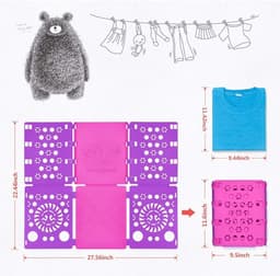 Vouwplank voor kleding, overhemden, wassen, volwassenen, vouwplank, kleding, T-shirt, vouwplank, was, vouwplank, verstelbaar, overhemdvouw (roze en paars) — thumbnail 5