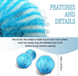 SnelShoppen - Hair Remover Voor Wasmachine, Haar Vangsysteem Voor Wasmachine, Effectieve Haar Verwijder Balls Voor Dierenhaar, Soft Nylon, Blauw, Voor — thumbnail 2