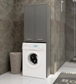 Wasmachinekast - Opbergkast Badkamer - Ruimte Optimaliseren - Met 4 Legplanken - B 64 x H 180 cm - Grafietgrijs — thumbnail 3