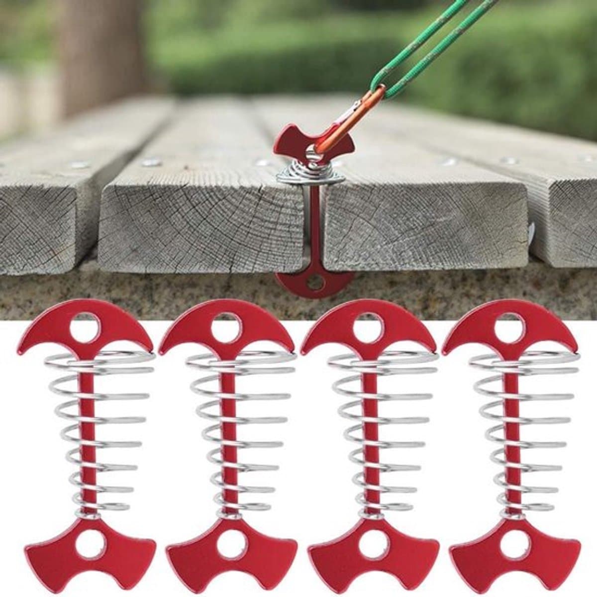Aluminium Tenttouwspanners Set van 4 met Veergesp en Grondankers - Ideaal voor Kamperen en Wandelen — afbeelding 1