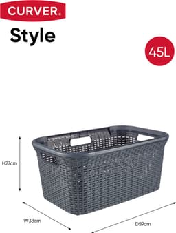 Curver Style Wasmand met Deksel 60L + Wasmand 45L - Antraciet — thumbnail 2