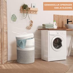 CRLYN® Rieten Wasmand met Deksel - 37 x 37 x 52 cm — thumbnail 3
