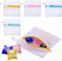 Waszak - Kleine waszak - Kleine waszak van gaas - Waszak voor lingerie - Machinewasbare waszak van gaas voor wascapsules - Waszak van gaas voor zeep - 12x12 cm - 5 stuks — thumbnail 1