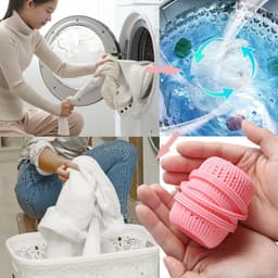 Wasballen voor de wasmachine - 3-pack - Herbruikbaar - Siliconen wasballen - Was- en droogballen, wasbenodigdheden - Maakt kleding zachter - Verwijdert statische elektriciteit - Reinigingshulpmiddelen - Groen, blauw, roze — thumbnail 3
