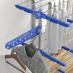 Droogtoren Mobiel – 142 x 55 x 172 cm – Inklapbaar – Roestvrij Staal – Blauw – Met 6 Wielen – Verstelbare Hoogte — thumbnail 3