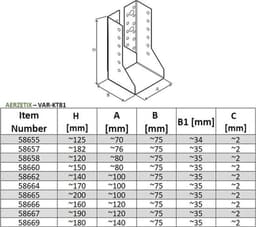 Set van 2 balkenschoenen 100x200mm - Draagschoen met 52 gaten - Verzinkt staal Z275 — thumbnail 1