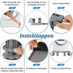 LNM® Wasmachine Verhoger - Wasmachine Onderstel - Wasmachine Sokkel - Grijs - 41cm x 41cm x 13cm — thumbnail 4