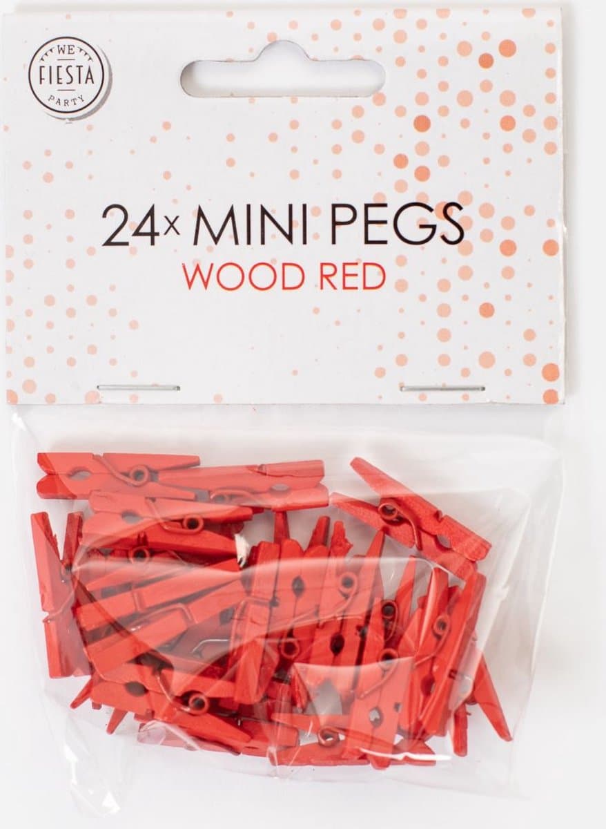 48 Mini houten knijpers Rood - Feest Thema Polaroid Foto Ophangen Klein Knijper — afbeelding 1