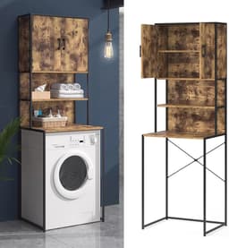 Bovenbouwkast voor wasmachine en toiletkast - Badkameropbergkast met planken en ruimtebesparing — thumbnail 3