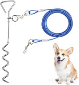 Hond Stake Tie Out Kabel - 76 cm - Anti-Roest Reflecterende Staking voor Middelgrote en Grote Honden tot 125 kg - Hondenkabelloper voor Tuin en Camping — thumbnail 1