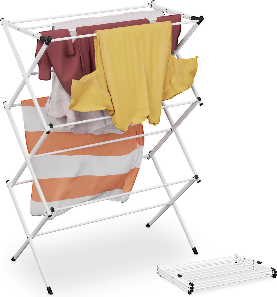 inklapbaar wasrek - 104 x 73 x 38 cm - 11 stangen - metaal - wit — afbeelding 1