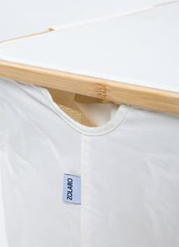 Zolaro Wasmand 3 vakken - Beige - Wassorteerder bamboe - Laundry basket - Wasmand met deksel - 148L — thumbnail 4