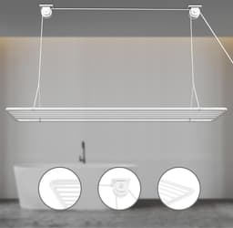 Kledinghanger Plafond 100x50cm, 8m Droogoppervlak, Mini Opvouwbare Kleding Droger, Metaal met PVC-Vrije Coating, Witte Hangende Droger — thumbnail 3