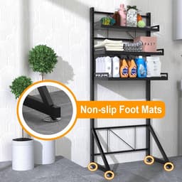 Drie-Tier Verstelbare Hoogte Wasruimte Plank Ruimtebesparende Organizer met Multifunctionele Opslag Wasmachine rek — thumbnail 5