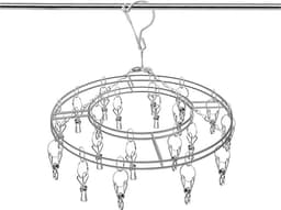 RVS kledingdroogrek met 20 clips - Ruimtebesparend RVS kledingdroogrek - Georganiseerd drogen en opbergen van kleding en accessoires - Met haken - Geschikt voor kleine kleding zoals sokken, handdoeken, bh's, ondergoed (roestvrij staal - rond) — thumbnail 1