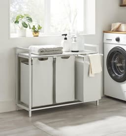 ACAZA Wasmand 3 vakken - 114 L - Wit - 92,5 x 33 x 71 cm — thumbnail 3