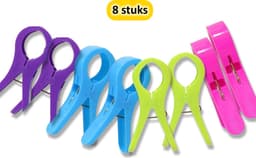 Handige Set van 8 Grote Plastic Badlaken Knijpers - Strandlakenknijpers - Badhanddoekknijpers - Zwembadstoelknijpers - XXL Knijpers (13 cm) - Sterke Grip voor je Strand- en Zwembadavonturen! — thumbnail 1