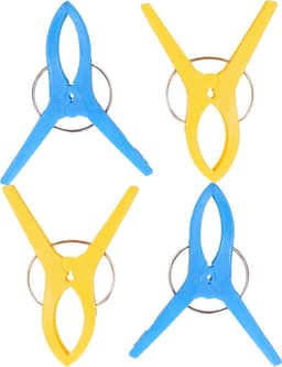 Jedermann Handdoekknijpers XL - 6x - blauw/geel - kunststof - 12 cm - wasknijpers — thumbnail 1
