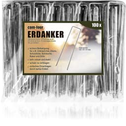 100x grondankers van gecoat staal - robuuste grondpennen voor het bevestigen van onkruidvlies en folies - grondankers voor tuin en camping - hoekig (100 stuks - 150x30x3mm) — thumbnail 1