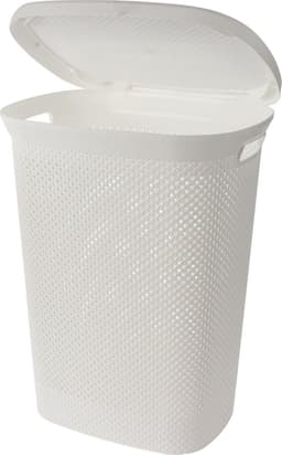 Storage Solutions Wasmand met deksel rotan gevlochten - wit - kunststof - 60L - 2x2x37 cm — thumbnail 2