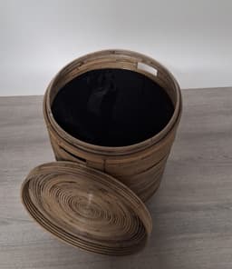 MigoStyling - Wasmand - Stripe - Rotan - Grey - Met binnenzak - Rond - Dia 40 cm — thumbnail 3