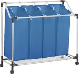 vidaXL - Wassorteerder - met - 4 - zakken - staal - blauw — thumbnail 1