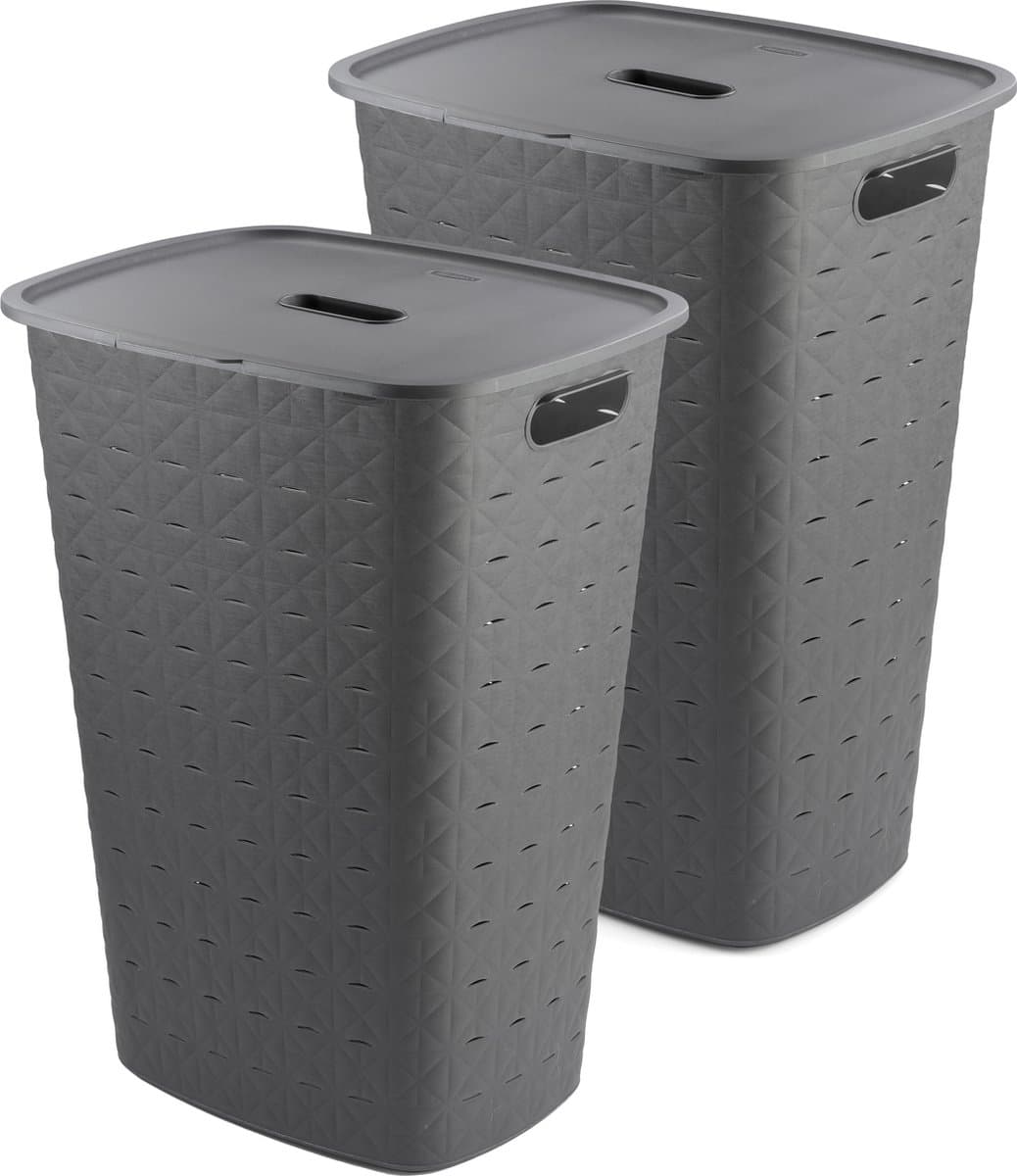 Curver Softex Wasmand met Deksel 56L - 2 stuks - Antraciet — afbeelding 1