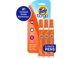 Tide To Go XL - Vlekkenreiniger - Vlekkenverwijderaar Tegen Koffievlekken, Theevlekken, Wijnvlekken, Fruitvlekken & Sausvlekken! (3x10ML)