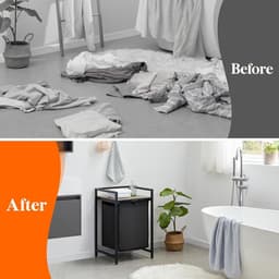 Wassorteerder voor Waskamer en Slaapkamer met Legplank en Dubbele Uittrekbare Uitneembare Zakken 69 L Zwart wassorteerder — thumbnail 4