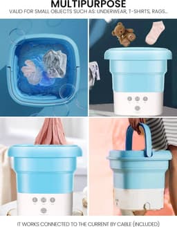 Draagbare Inklapbare Mini Wasmachine met Timer - Ideaal voor Reizen en Kamperen - Ultrasone Wasmachine voor Ondergoed, Sokken, Fruit, Groenten - Capaciteit van 45 Liter - Mini wasmachine — thumbnail 2