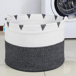 Casaphoria XXXXLarge katoenen touw deken mand 22"x 22" x 16" - geweven wasmand - wasmanden - opbergmand - handdoek luier wasmand - zwart - 22in22in16in - MB2021045 — thumbnail 2