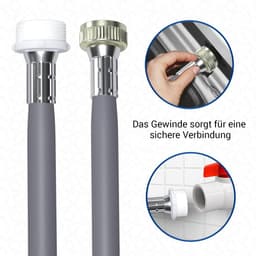 Toevoerslang- en afvoerslangverlenging set voor wasmachine en vaatwasser - 15m afvoerslangverlenging - 2x slangklem - verlengslang voor wasmachine-aansluiting — thumbnail 5