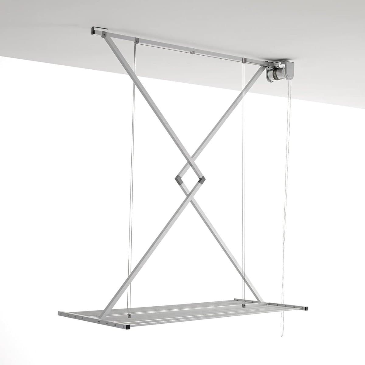 Ruimtebesparend inklapbaar droogrek aan plafond - Grijs 120 - Aluminiumconstructie — afbeelding 1