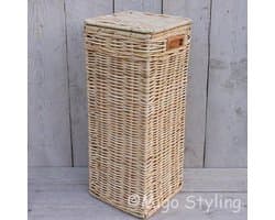 Migo Styling - Wasmand - Hoog - Smal - Met deksel - 31x31xH70 - Riet - Rotan - Naturel — afbeelding 1
