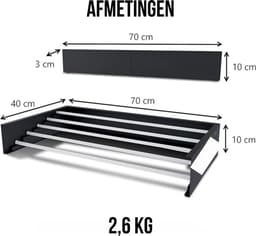 Wanddroogrek – 100cm Wasrek - Droogrek - Telescopisch Doucherek - Wanddroogrek Inklapbaar Geschikt voor 25 kg Aan Wasgoed – Grijs — thumbnail 2