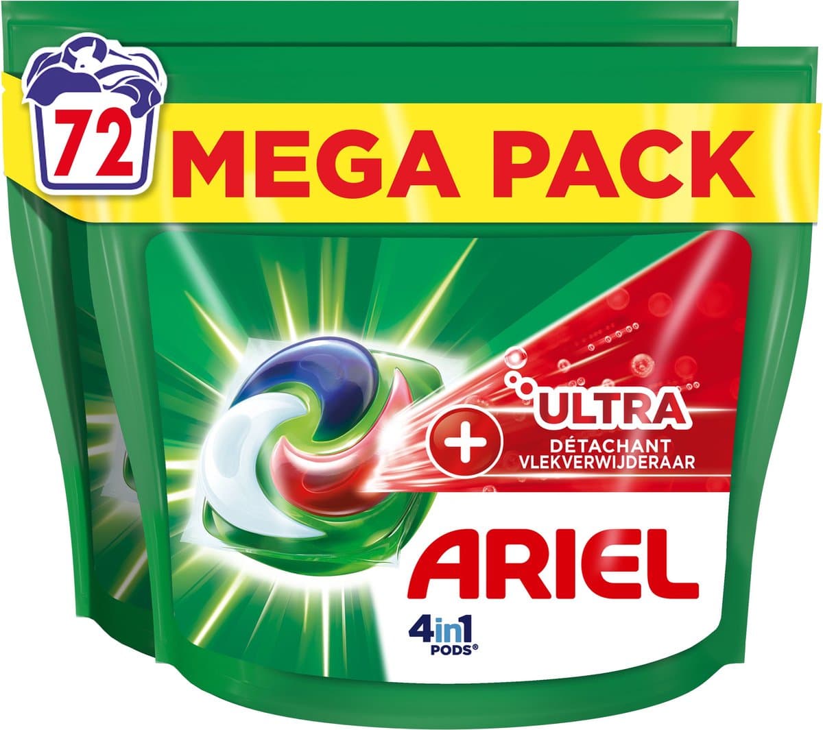 Ariel 4in1 Wasmiddel Pods + Ultra Vlekverwijderaar - 72 Capsules — afbeelding 1