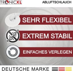 TronicXL PVC afvoerslang UNIVERSEEL 100 mm - 3 m voor droger, airconditioning, en meer - luchtafvoer drogeraccessoires — thumbnail 3