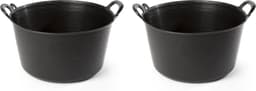 Plasticforte flexibele emmer / kuip - 2x stuks - zwart - kunststof - rond - 26 liter - 49 x 44 x 22 cm - wasmanden - tuinafval - speelgoed — thumbnail 1