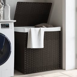 vidaXL - Wasmand - met - 2 - vakken - 53x35x57 - cm - poly - rattan - donkerbruin — thumbnail 2