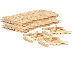 Excellent Houseware Wasknijpers - 100x - bamboe hout - 7 cm