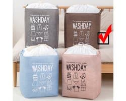 Allernieuwste Wastas Opbergtas 73 L Organizer Opbergbox Voor Wasgoed, Dekens, Kussens, Kleding, Dekbed, Speelgoed - Waszak maat 33 x 43 x 52 cm - Koffie Kleur — afbeelding 1