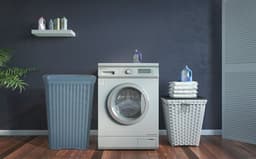 Hega Hogar Wasmand met deksel Rotan - 2x - denim blauw - gevlochten kunststof - 60 liter - 34 x 43 x 62 cm — thumbnail 3